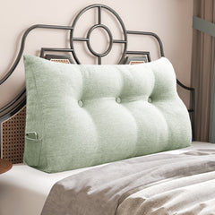 Large Bolster Triangular Backrest Reading Pillow Linen— Grey beige