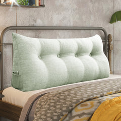 Large Bolster Triangular Backrest Reading Pillow Linen— Grey beige