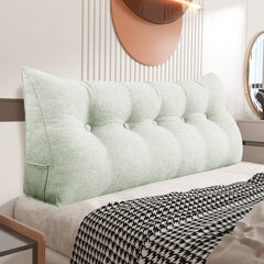 Large Bolster Triangular Backrest Reading Pillow Linen— Grey beige