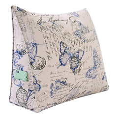 Backrest Lounge Cushion with Pocket 100% Cotton—Blue Butterfly