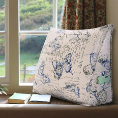 Backrest Lounge Cushion with Pocket 100% Cotton—Blue Butterfly