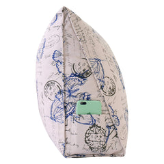 Backrest Lounge Cushion with Pocket 100% Cotton—Blue Butterfly