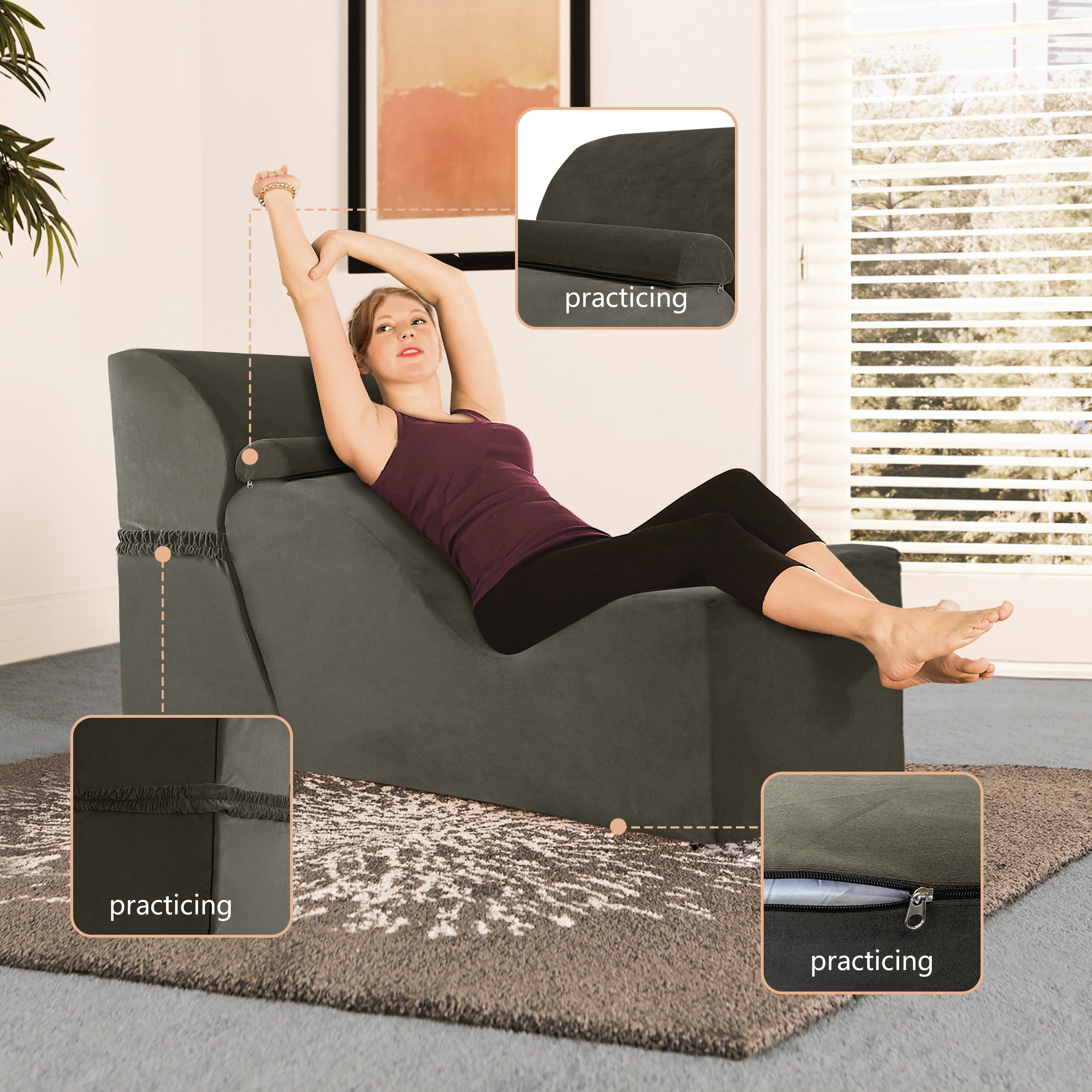 Dual-Purpose Curved Chaise Lounge Chair Indoor