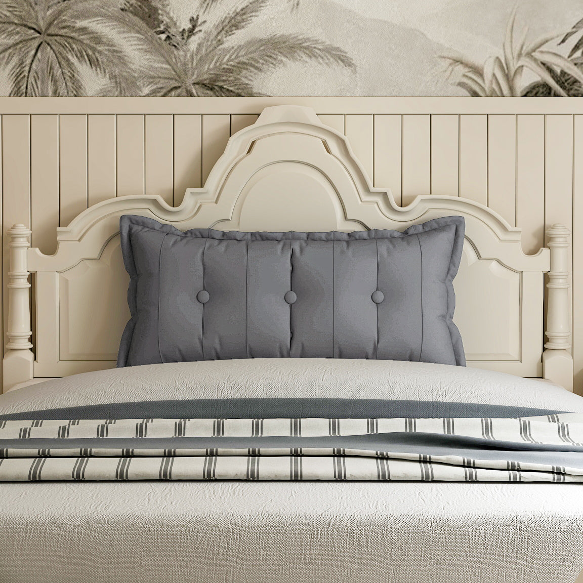 Rectangular Back Support Headboard Pillow Cotton—Gray