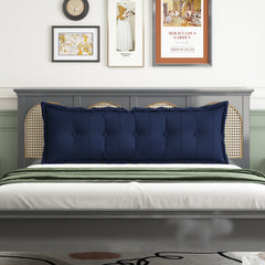 Rectangular Back Support Headboard Pillow Cotton—Deep Blue