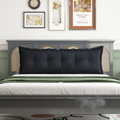 Rectangular Back Support Headboard Pillow Cotton—Black