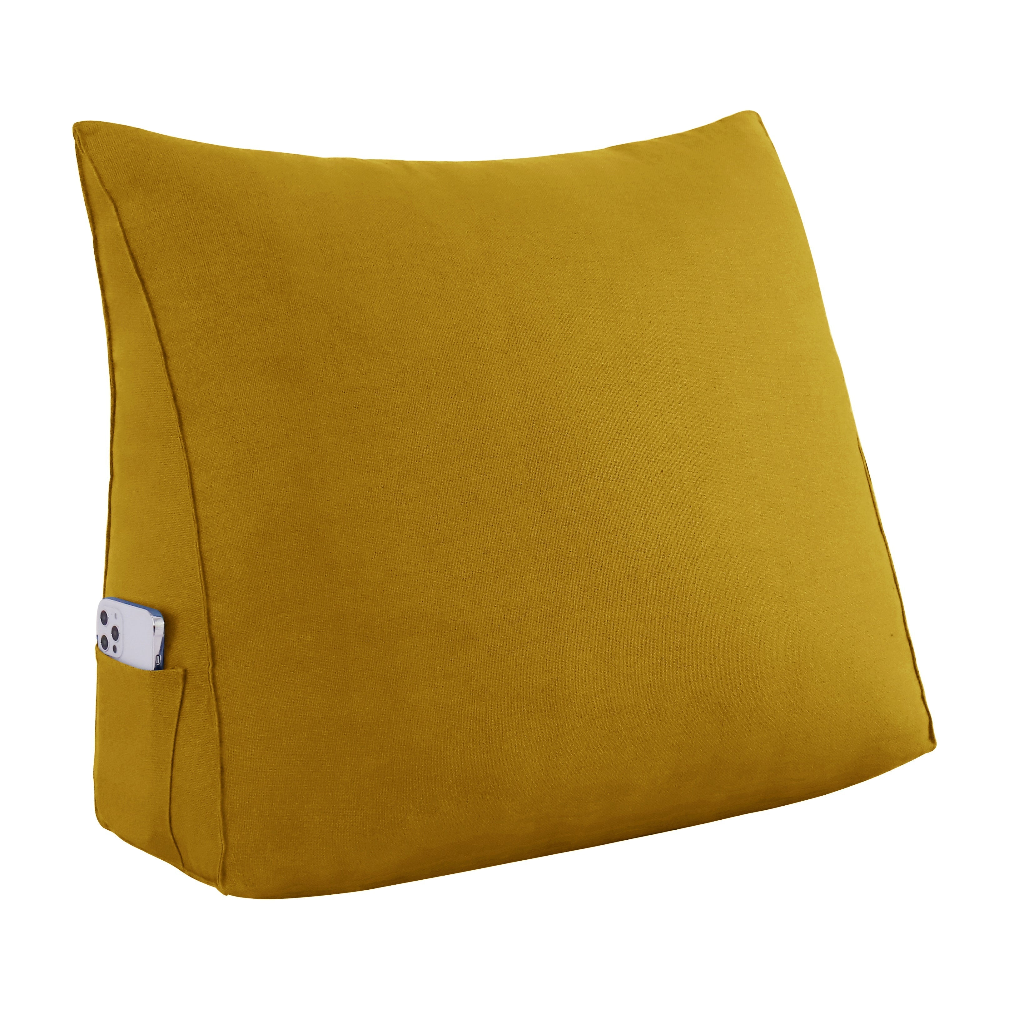 Triangular Bed Wedge Pillow with Removable and Washable Cover Linen— Yellow 23.5 Inches