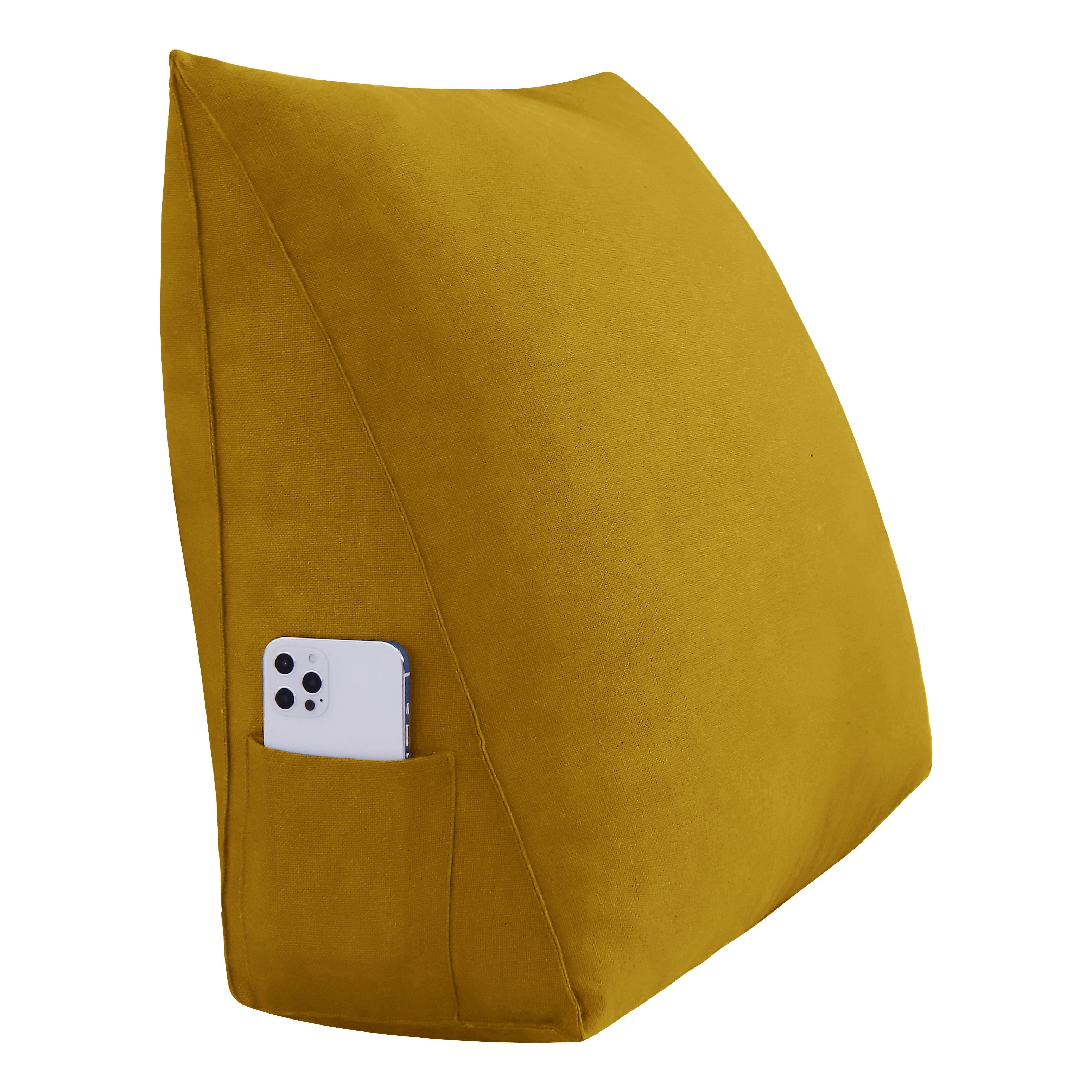 Triangular Bed Wedge Pillow with Removable and Washable Cover Linen— Yellow 23.5 Inches