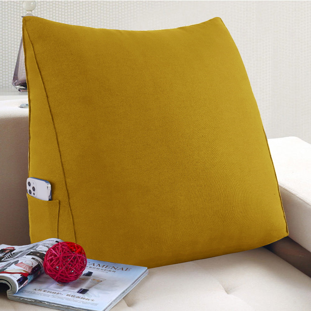 Triangular Bed Wedge Pillow with Removable and Washable Cover Linen— Yellow 23.5 Inches