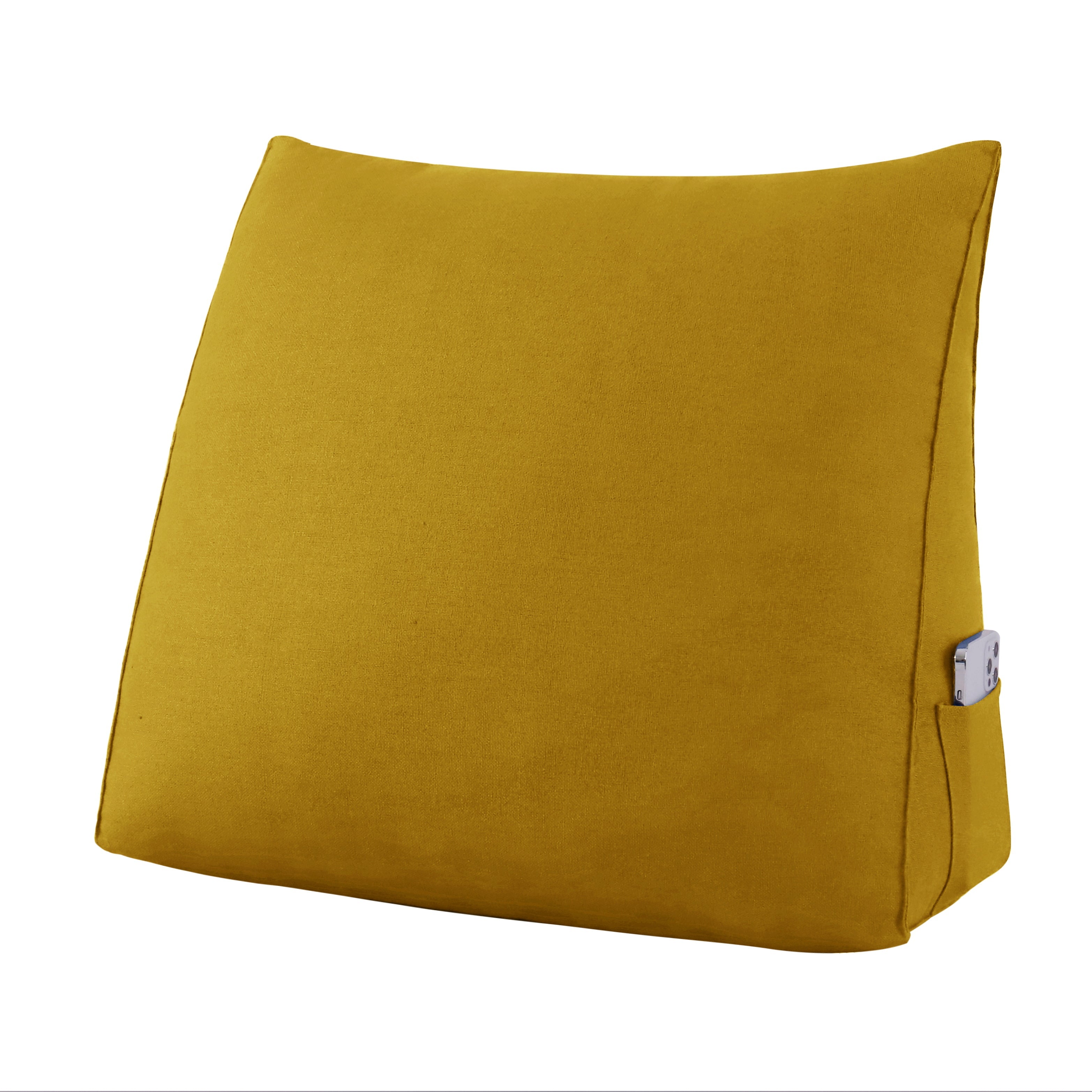 Triangular Bed Wedge Pillow with Removable and Washable Cover Linen— Yellow 23.5 Inches