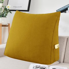 Triangular Bed Wedge Pillow with Removable and Washable Cover Linen— Yellow 23.5 Inches