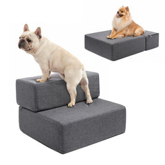 Foldable Dog Stairs with Non-Slip Bottom, Gray