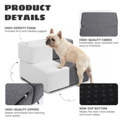 Foldable Dog Stairs with Non-Slip Bottom, Gray