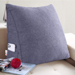 Triangular Bed Wedge Pillow with Removable and Washable Cover Linen— Dark Grey 23.5 Inches