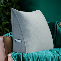 Triangular Bed Wedge Pillow with Removable and Washable Cover Linen——Grey 23.5 Inches