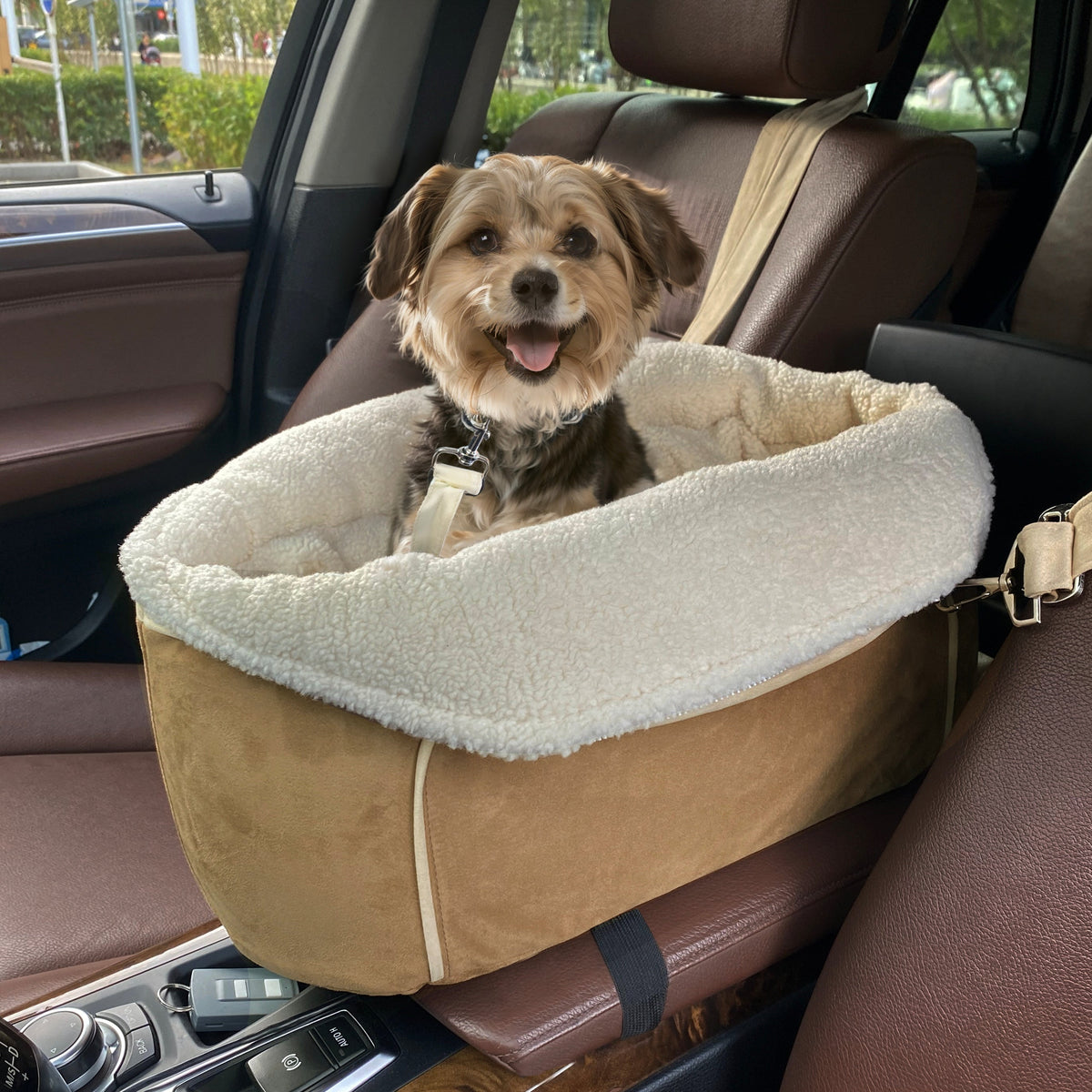 Center Console Dog Car Seat For Small Dog ——Brown