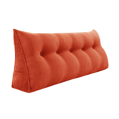 Triangular Reading Pillow Headboard Backrest Corduroy— Rusty Orange