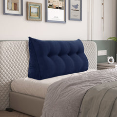 Triangular Reading Pillow Headboard Backrest Corduroy— Deep Blue