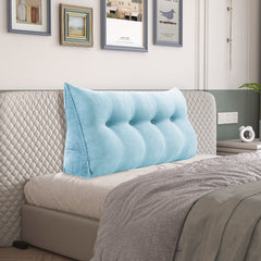 Triangular Reading Pillow Headboard Backrest Corduroy— Sky Blue