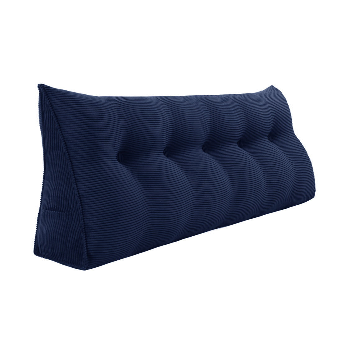 Triangular Reading Pillow Headboard Backrest Corduroy— Deep Blue