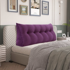 Triangular Reading Pillow Headboard Backrest Corduroy— Purple