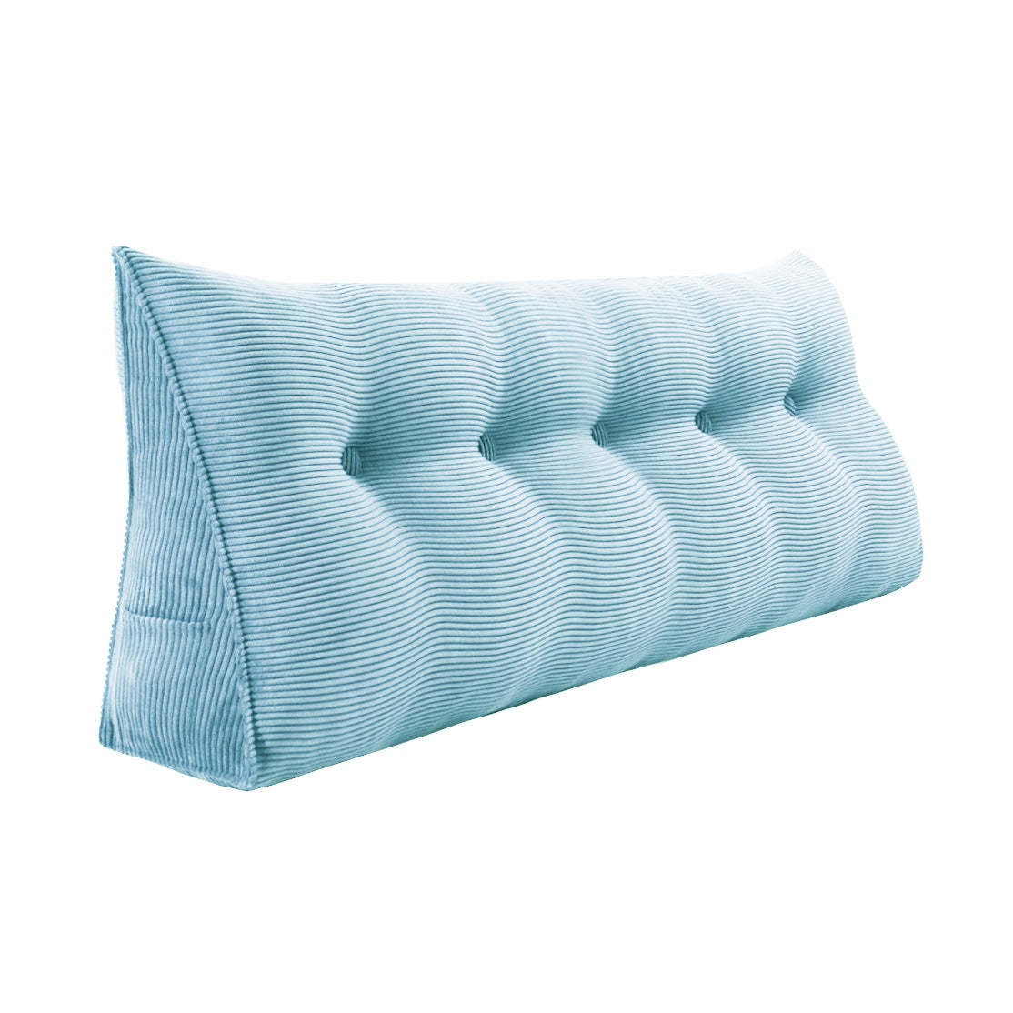 Triangular Reading Pillow Headboard Backrest Corduroy— Sky Blue