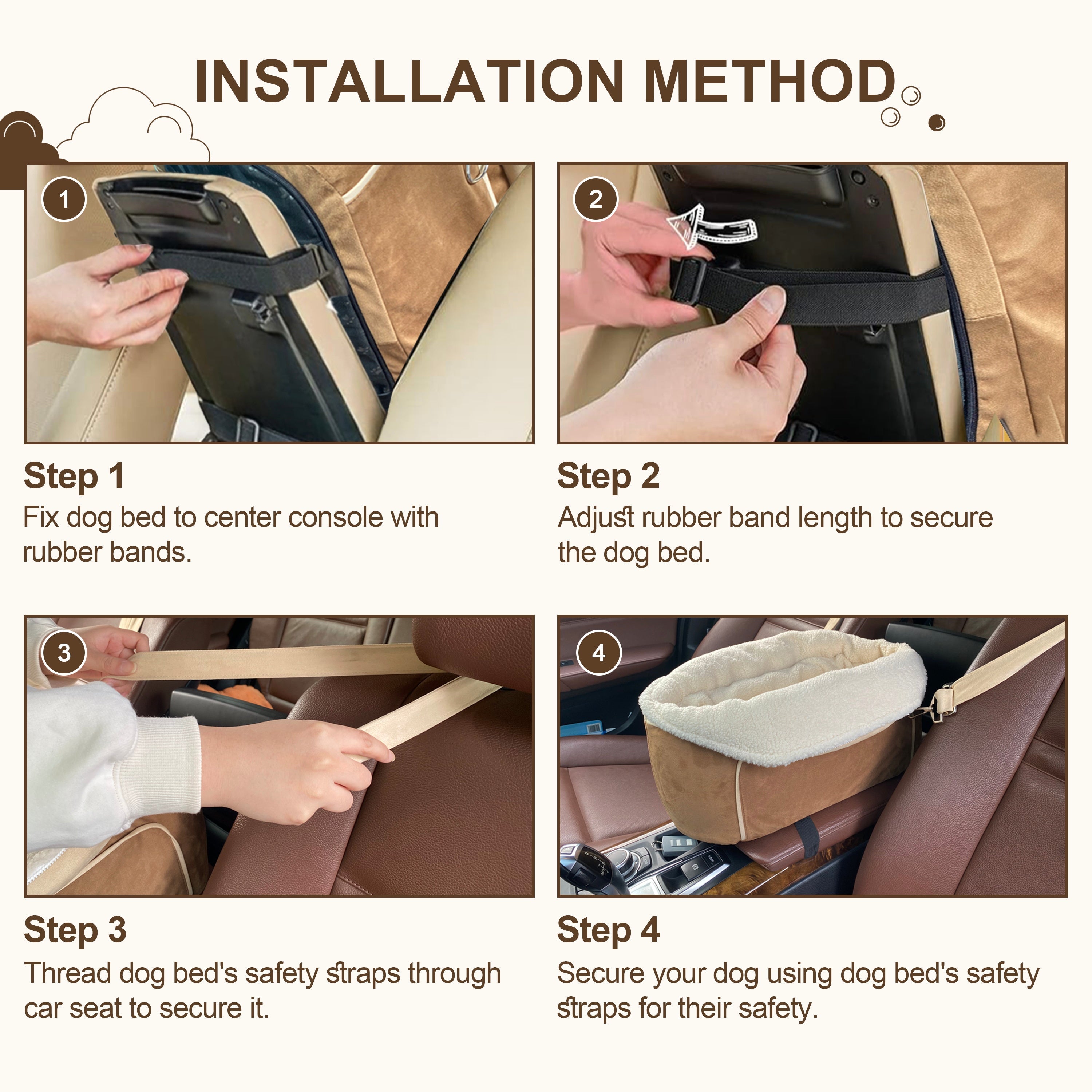 Center Console Dog Car Seat For Small Dog ——Brown