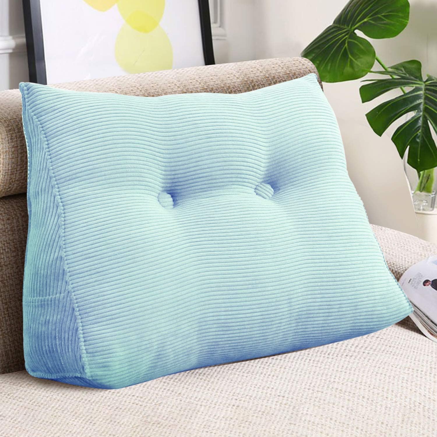 6 lbs Thickened Small Single Wedge Pillow Backrest Support —— Light Blue