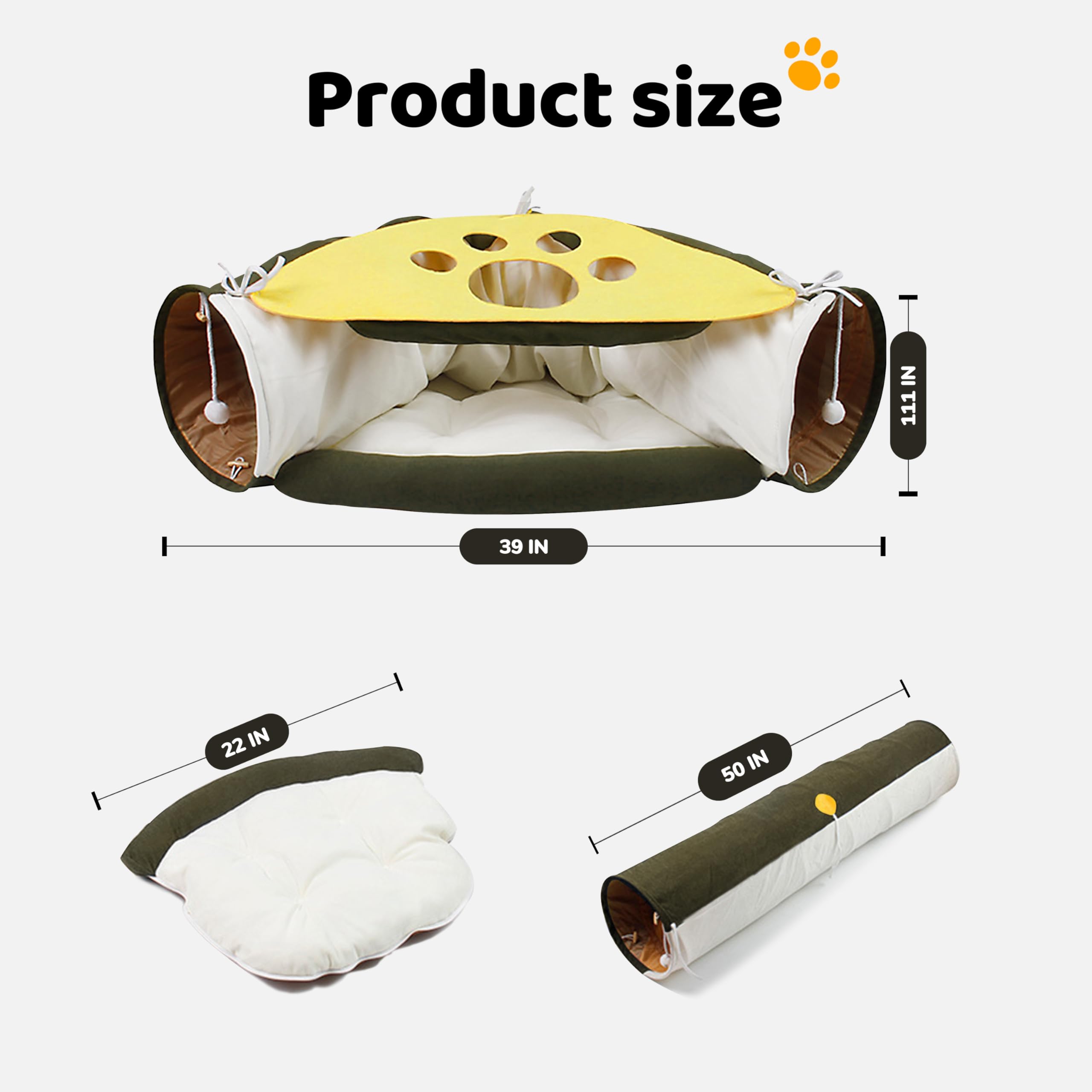 Peekaboo Cat Tunnel Cozy Cave Bed for Indoor Cats and Kittens