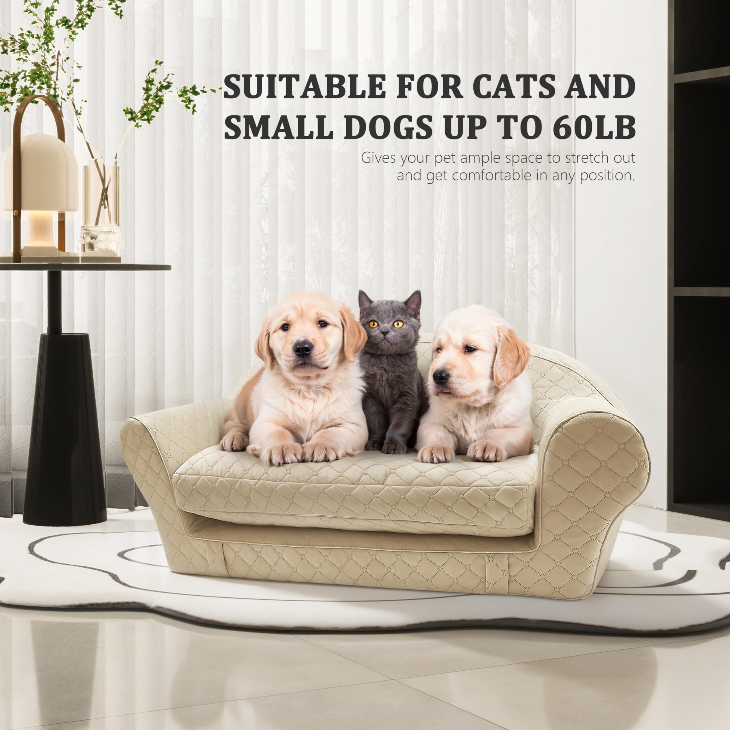 Luxury Dog Sofa Bed with Attached Blanket