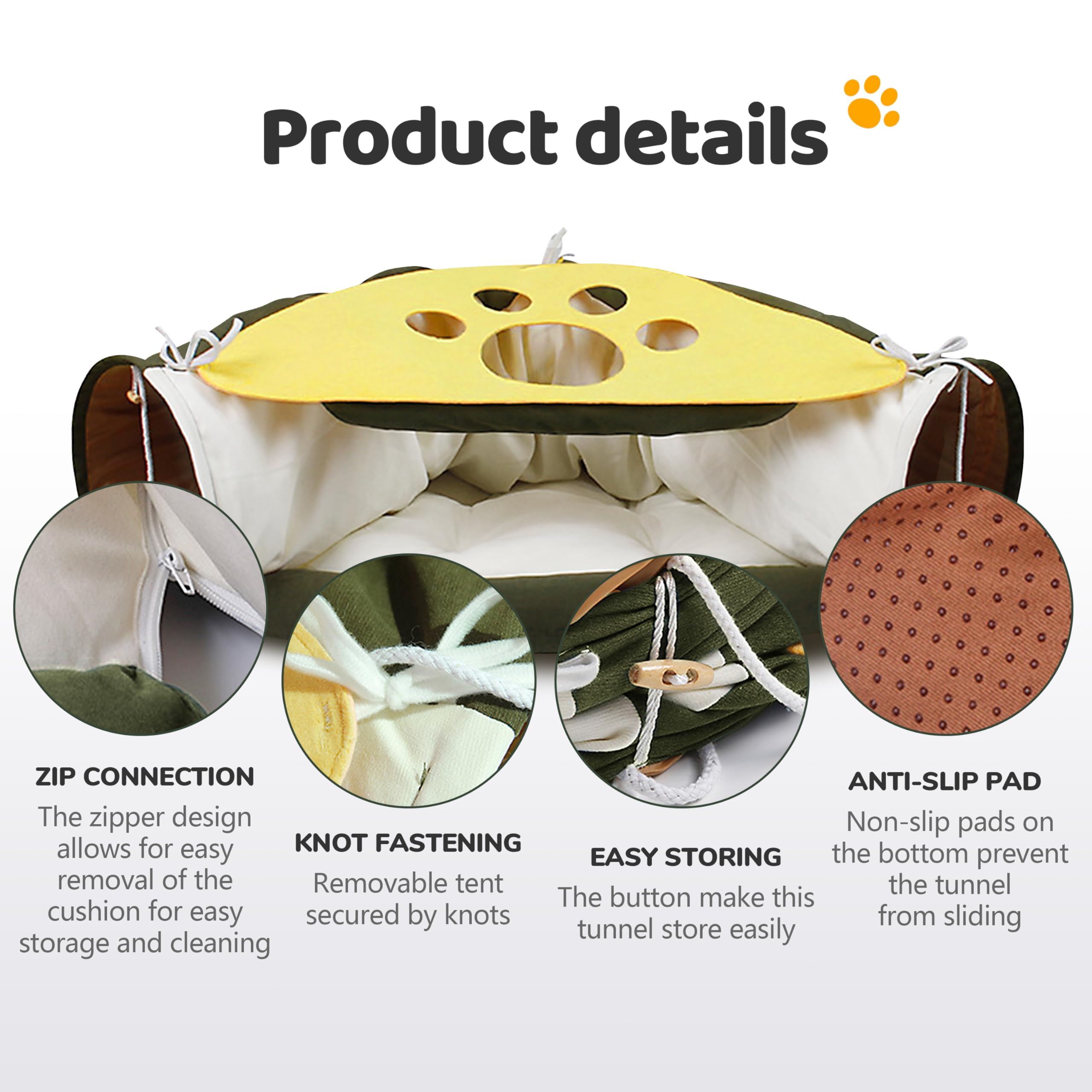 Peekaboo Cat Tunnel Cozy Cave Bed for Indoor Cats and Kittens