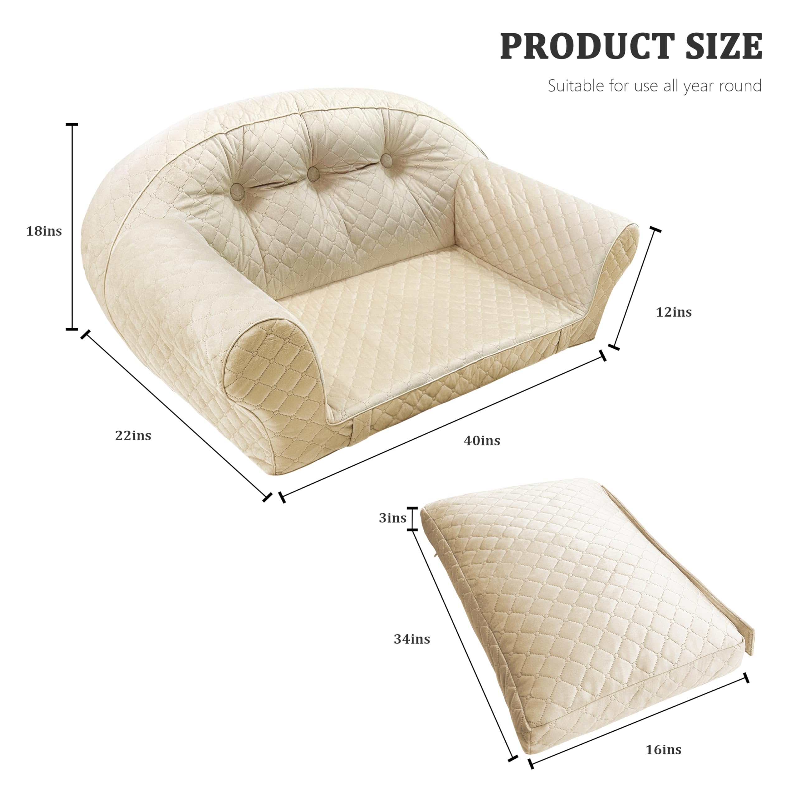 Luxury Dog Sofa Bed with Attached Blanket