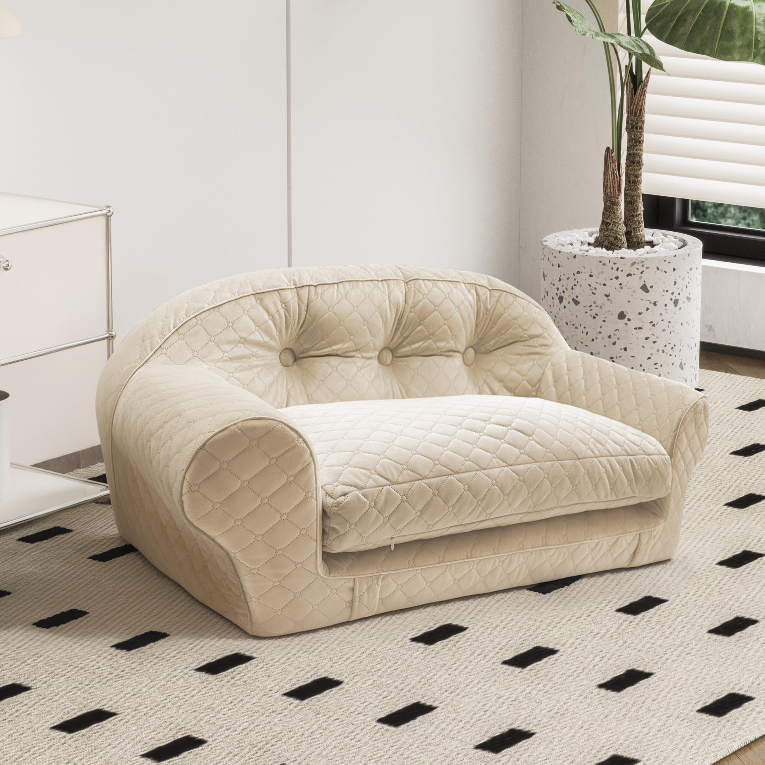 Luxury Dog Sofa Bed with Attached Blanket