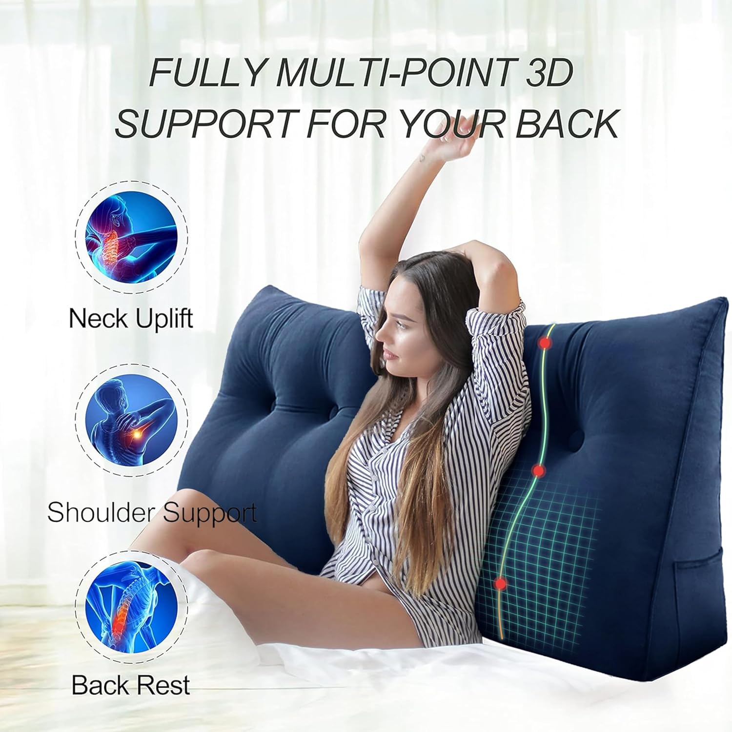 6 lbs Thickened Small Single Wedge Pillow Backrest Support —— Blue