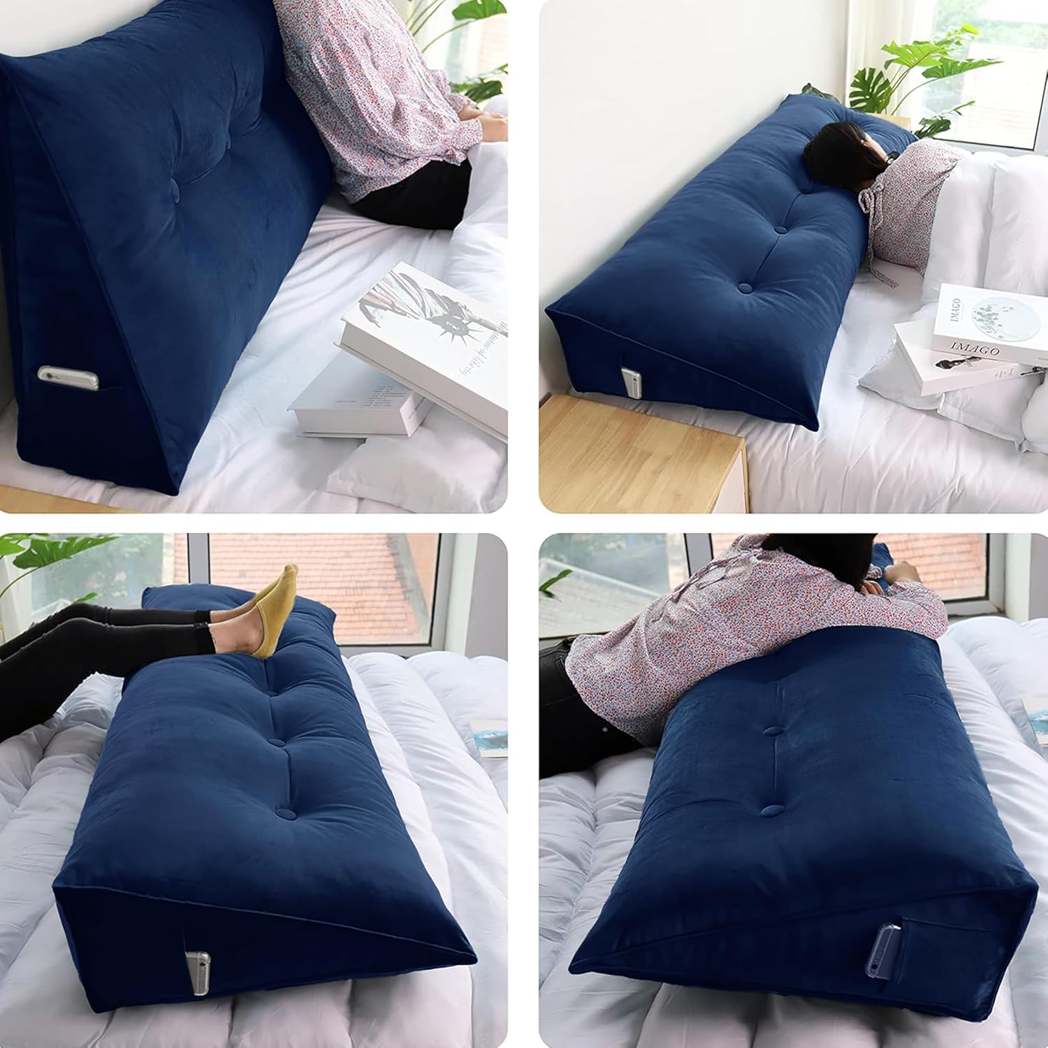 6 lbs Thickened Small Single Wedge Pillow Backrest Support —— Blue