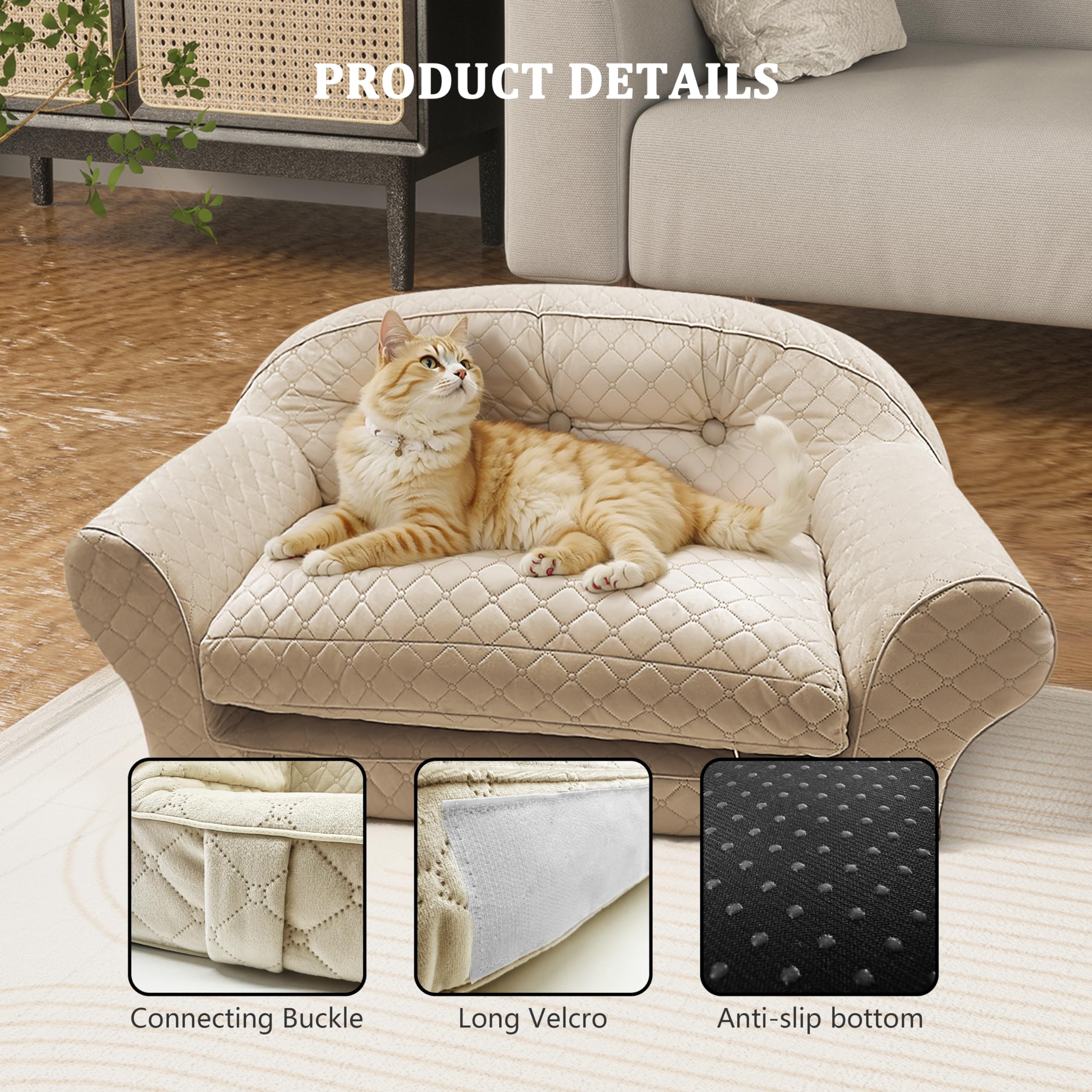 Luxury Dog Sofa Bed with Attached Blanket