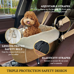 Center Console Dog Car Seat For Small Dog ——Brown
