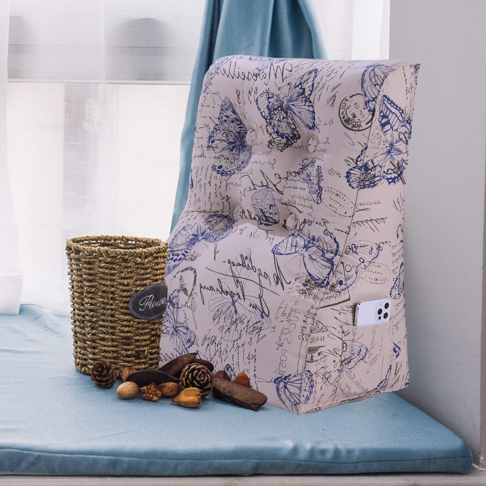 Curve Reading Pillow  — Blue Butterfly