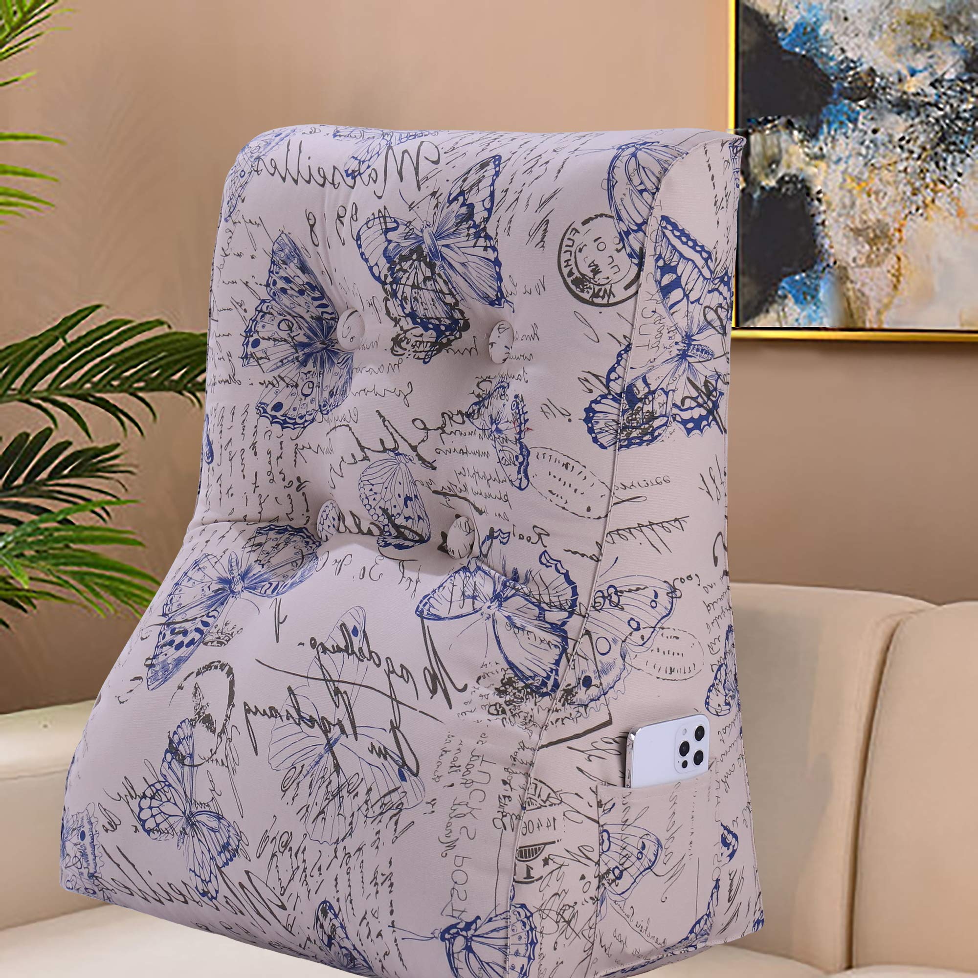 Curve Reading Pillow  — Blue Butterfly