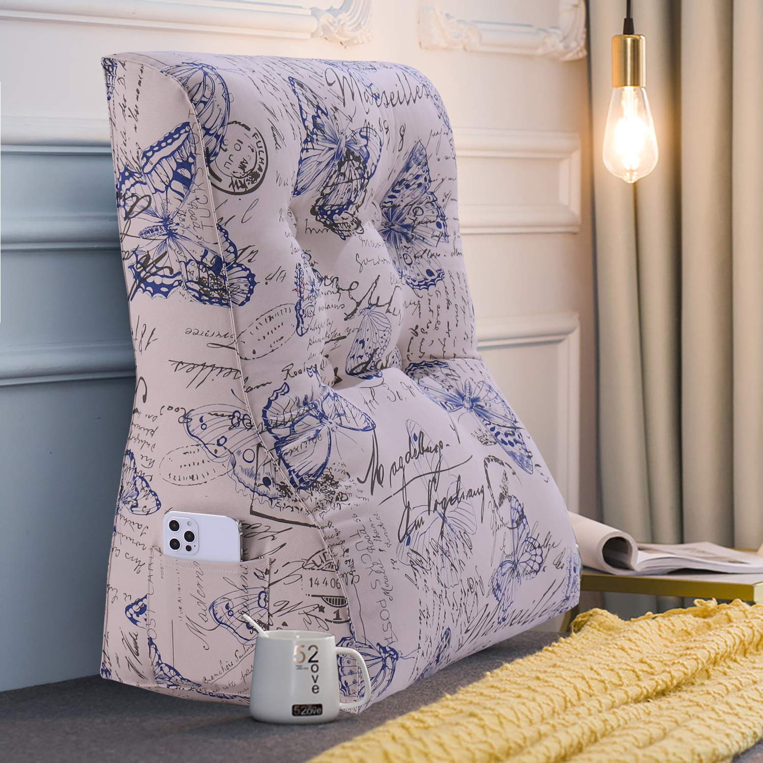 Curve Reading Pillow  — Blue Butterfly