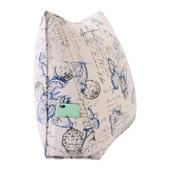 Backrest Lounge Cushion with Pocket 100% Cotton—Blue Butterfly