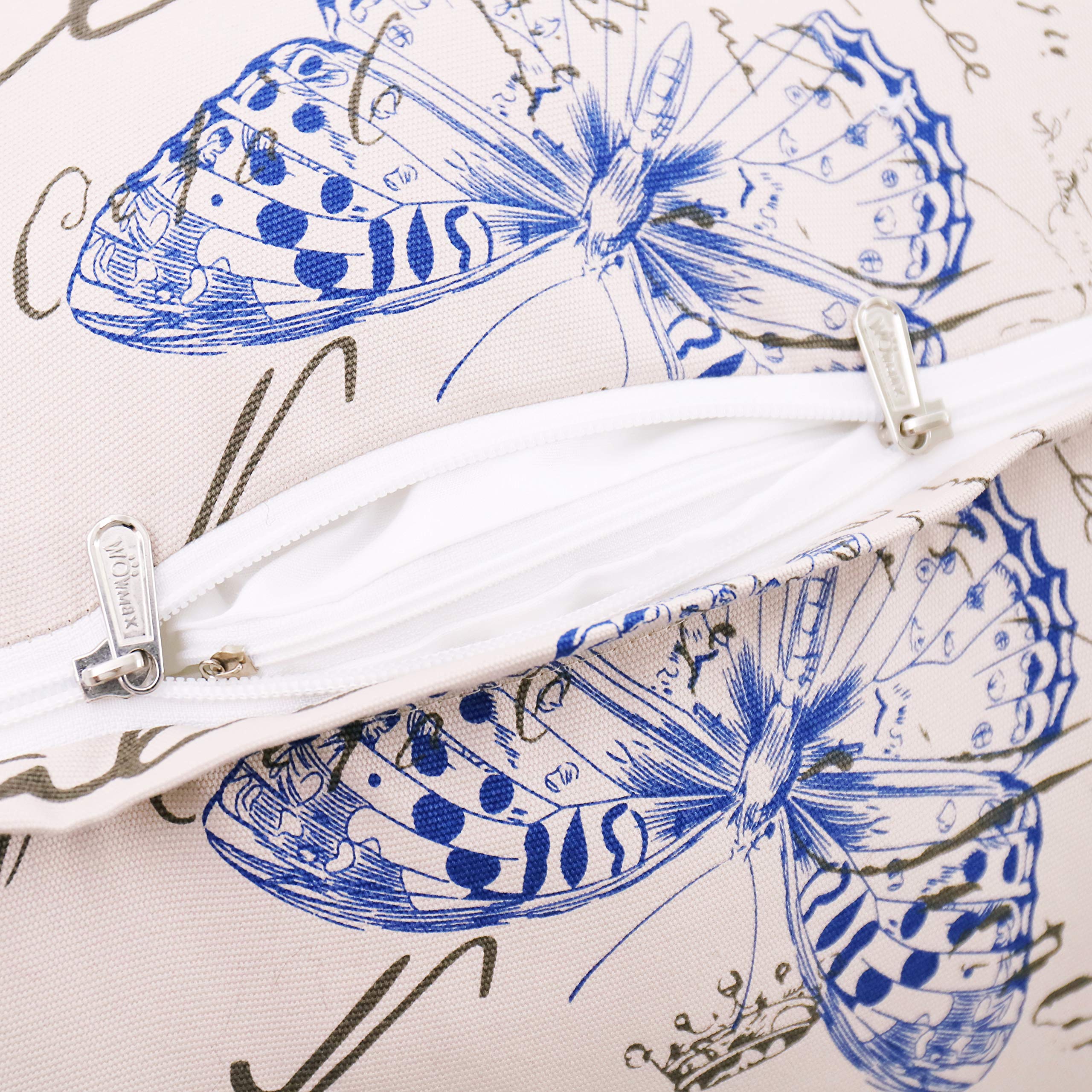 Backrest Lounge Cushion with Pocket 100% Cotton—Blue Butterfly
