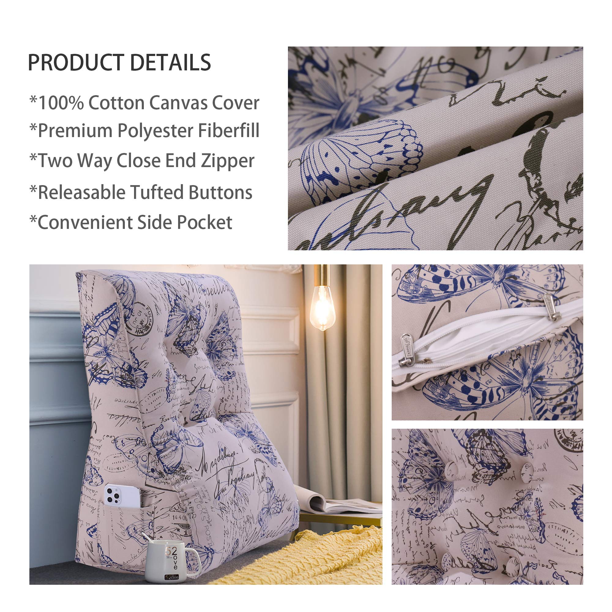 Curve Reading Pillow  — Blue Butterfly