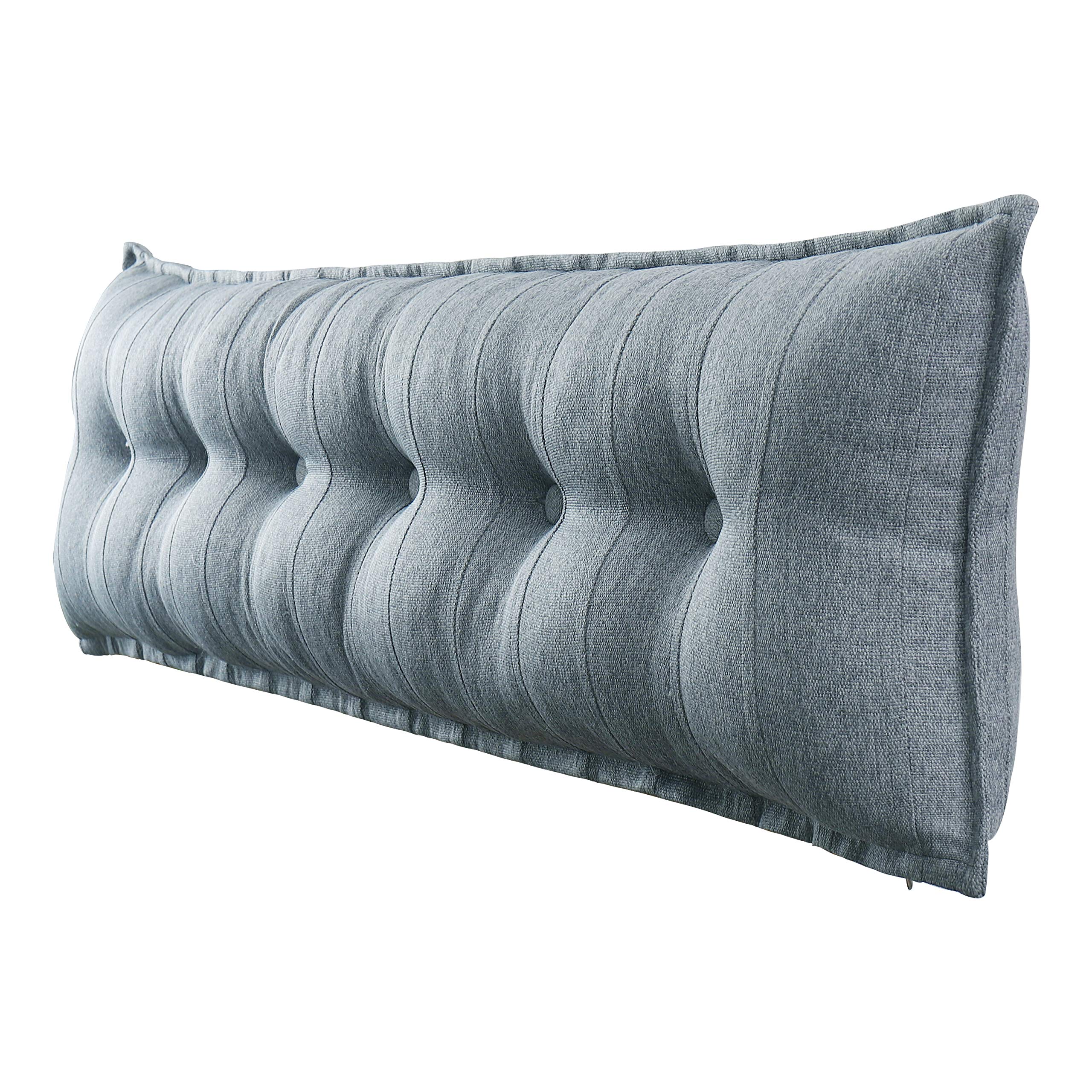 Rectangular Headboard Reading Body Pillow Linen-Gray