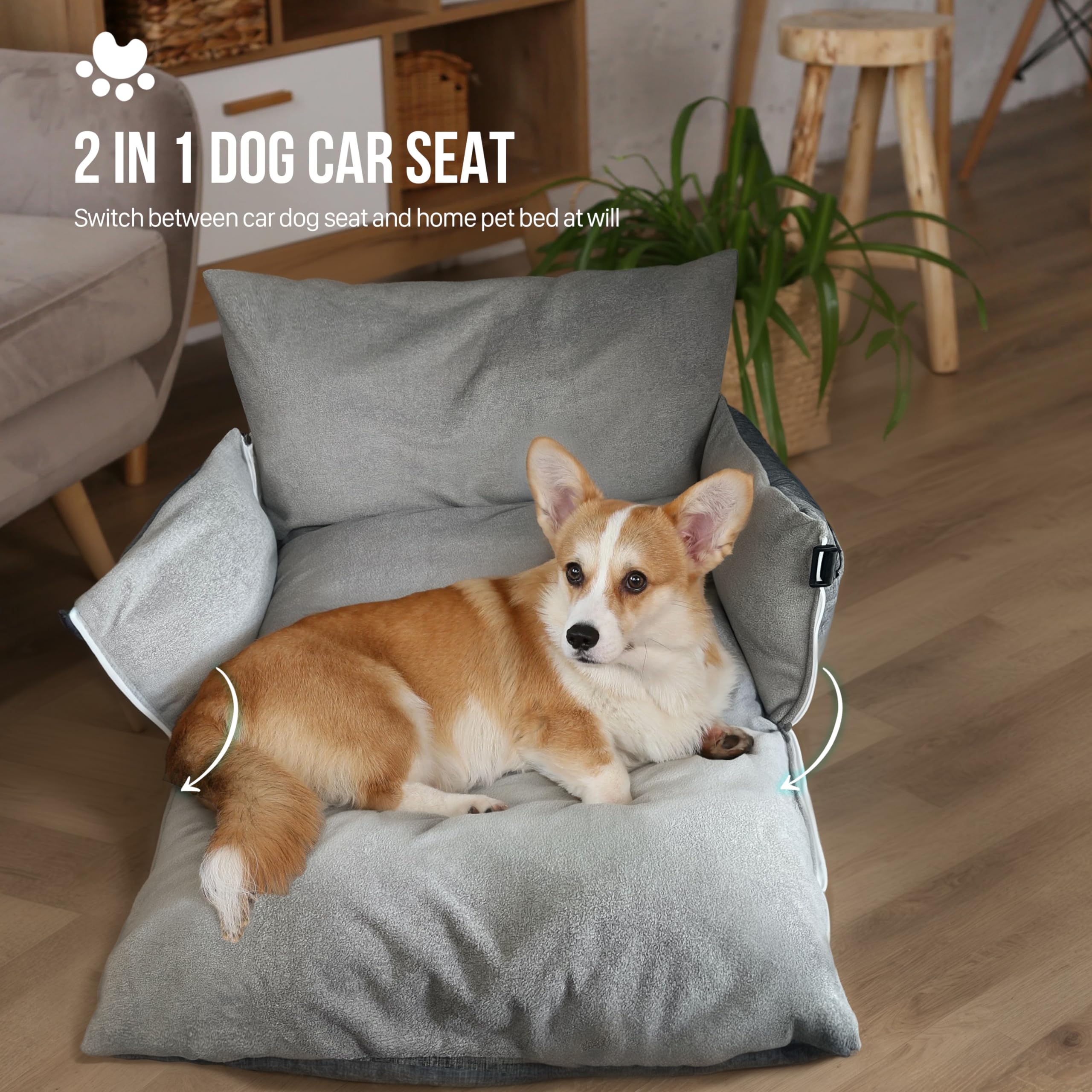 Medium Dog Car Seat - with Safety Leash and Waterproof Carrier