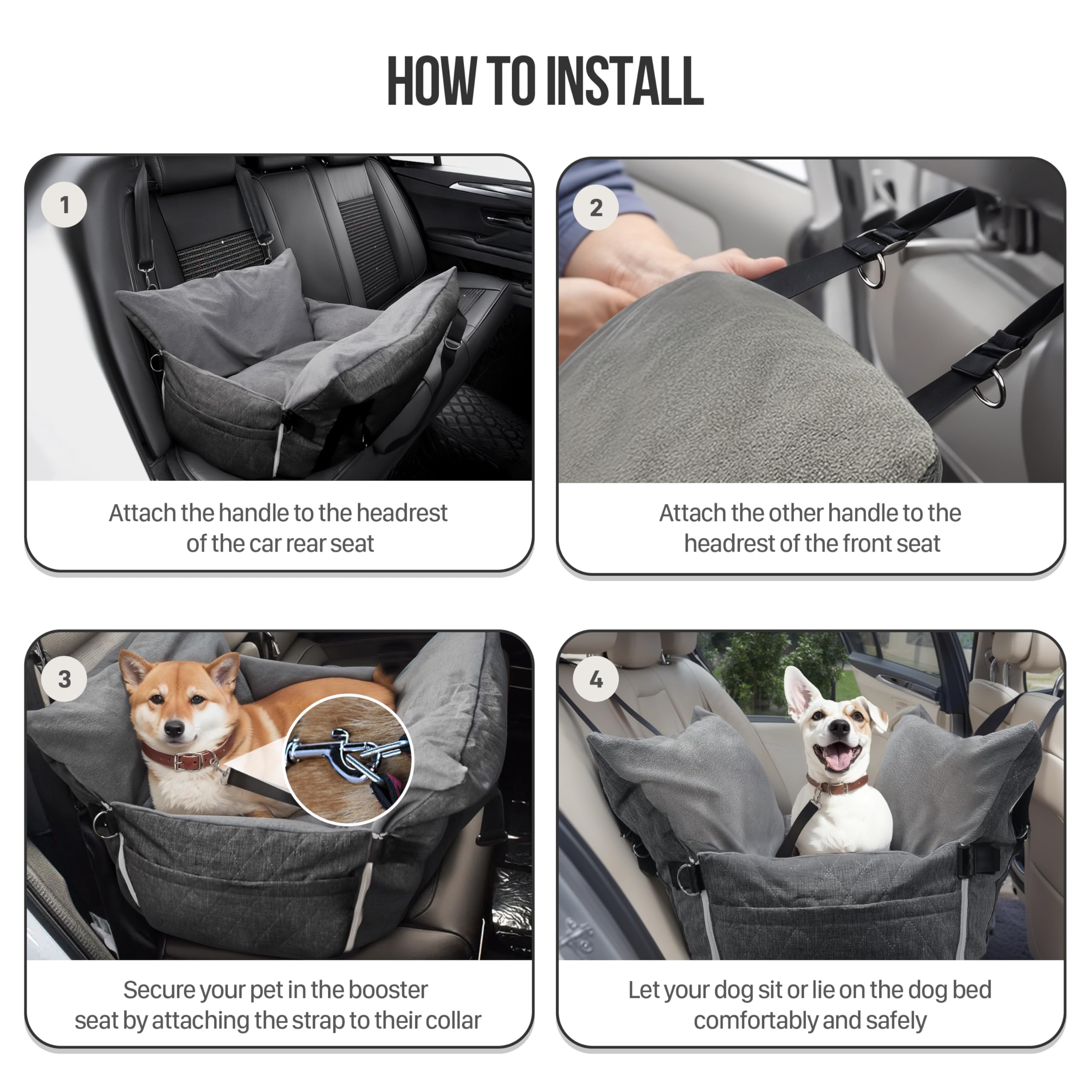 Medium Dog Car Seat - with Safety Leash and Waterproof Carrier