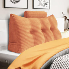 Wedge Pillow with Cylinder Neck Bolster —Peach