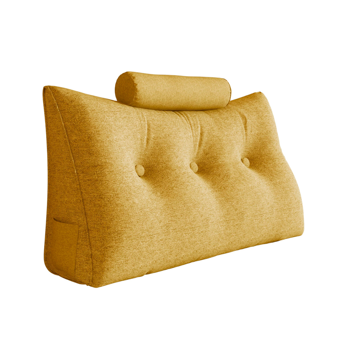 Wedge Pillow with Cylinder Neck Bolster Linen—Yellow