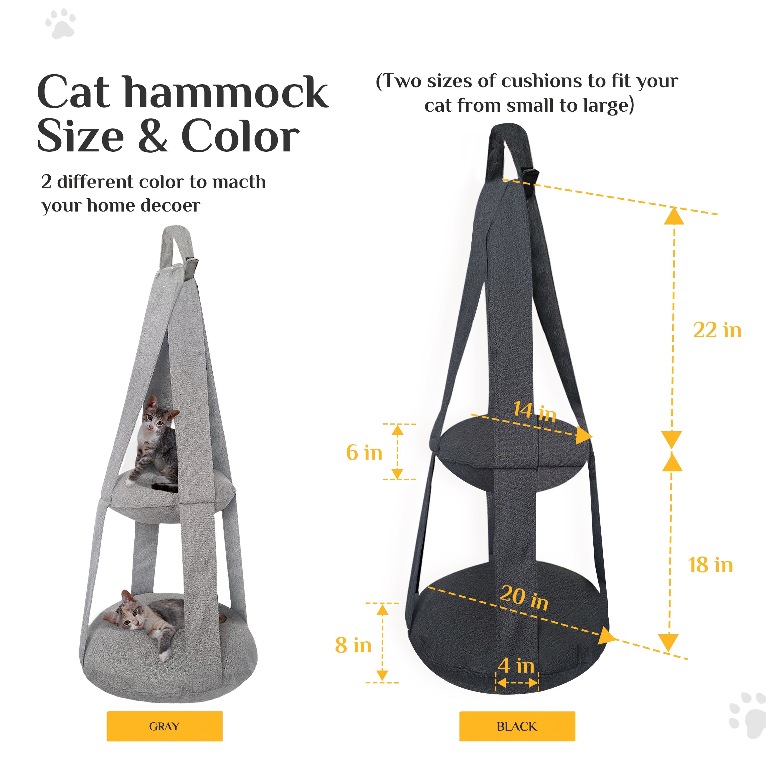 Hanging Cat Hammock Bed Cat Swing Soft Pet Bed