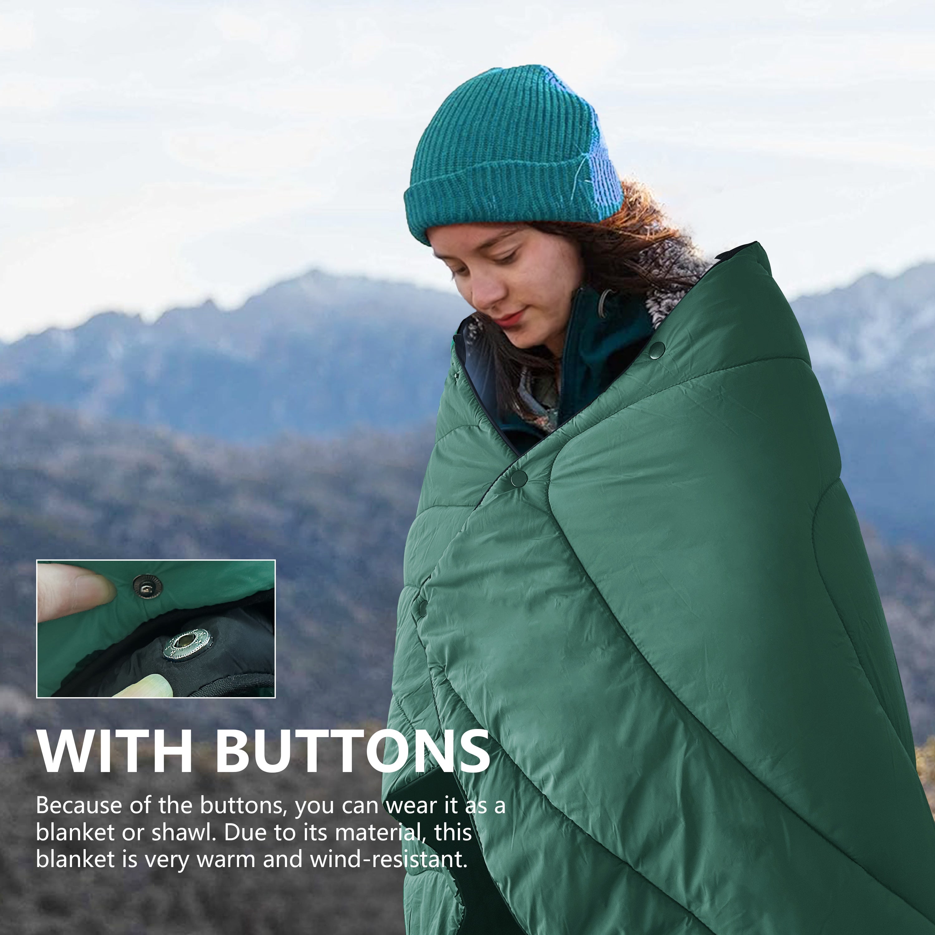 Daneey Large Puffy Camping Blanket Outdoor Waterproof